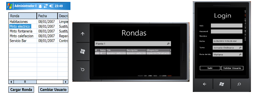 Captura de Exides Inspecciones, software PDA